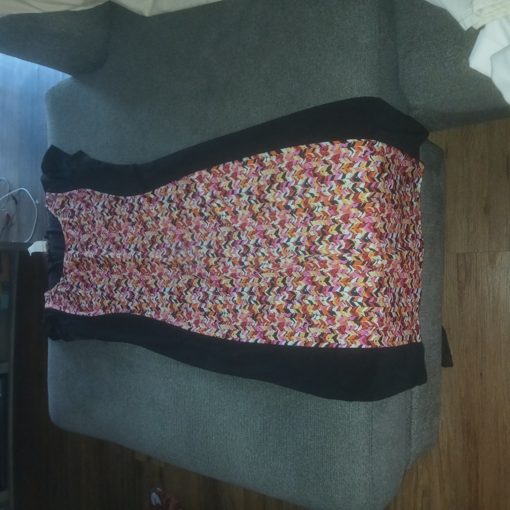 Multicolor Chevron Dress with Black Accents
